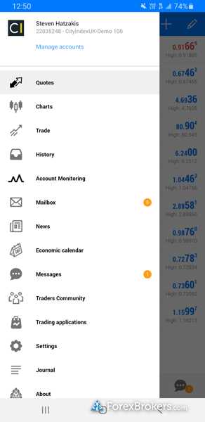 City Index MetaTrader 4 mobile trading app