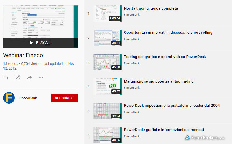 FinecoBank YouTube webinars