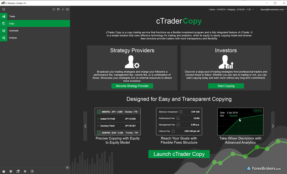 IC Markets EU cTrader desktop trading platform