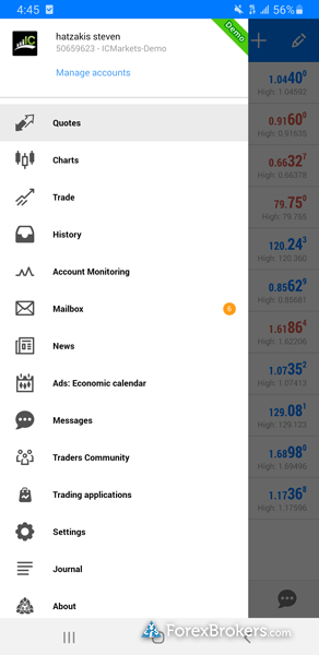 IC Markets MT5 mobile trading app