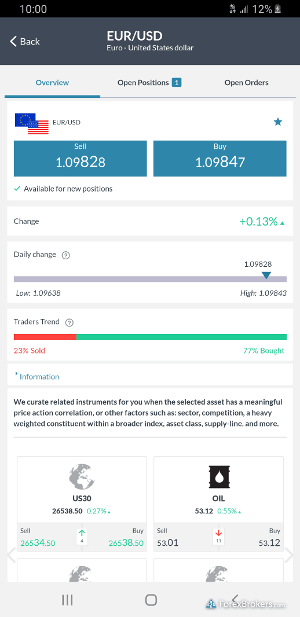 Markets.com mobile trade ticket order interface