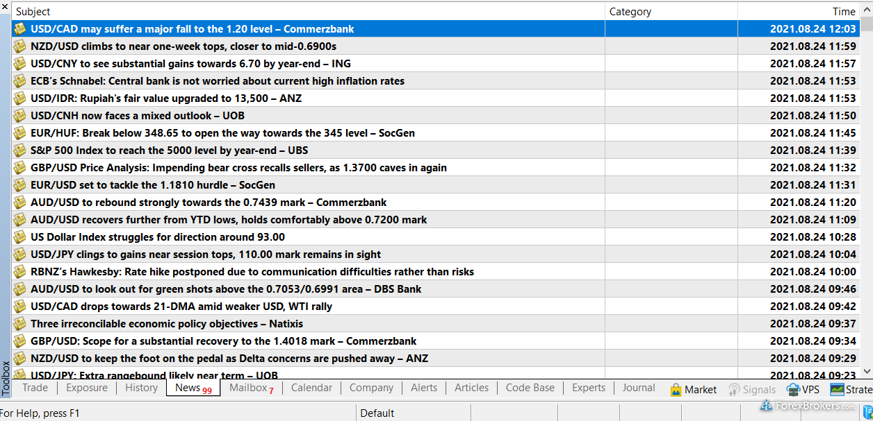 OctaFX MetaTrader 5 desktop trading platform news headlines