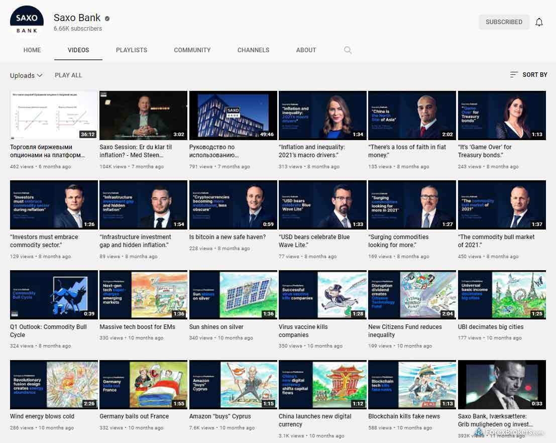 Saxo Bank YouTube channel